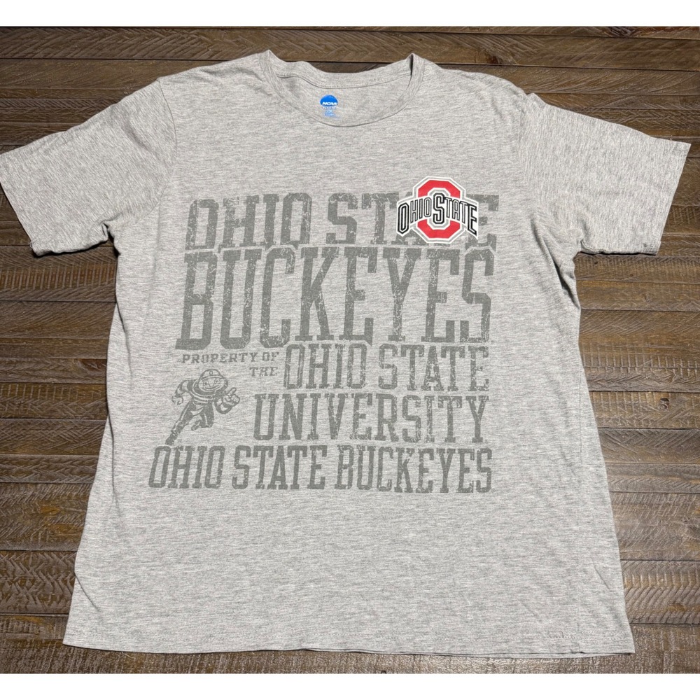 NCAA Ohio State Buckeyes T-Shirt Medium Grey Graphic Short Sleeve Tee Preloved